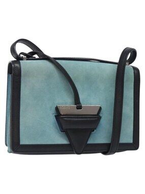 Authentic LOEWE Shoulder Bag Suede Blue Silver